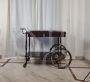 Carrello bar vintage in mogano con cassetti e piano estraibile