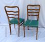 Set di 4 sedie anni '50 in legno di castagno e skai verde