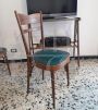 Sala da pranzo vintage italiana con tavolo con piano in vetro e 6 sedie, anni '50