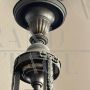 Lampadario liberty in ferro battuto e ottone con sfere di vetro, anni '30