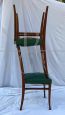 Set di 4 sedie anni '50 in legno di castagno e skai verde