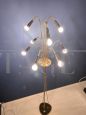 Lampada da terra piantana vintage in ottone con 9 luci, Italia anni '50