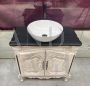 Toilette mobile da bagno vintage in stile Luigi XV in legno laccato shabby