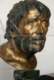 Scultura antica in bronzo raffigurante testa del filosofo Seneca, Napoli '900