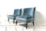 Coppia di poltroncine design stile francese in velluto azzurro