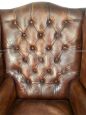 Coppia di poltrone Chesterfield in pelle marrone anni '50                            