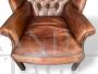 Coppia di poltrone Chesterfield in pelle marrone anni '50