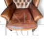 Coppia di poltrone Chesterfield in pelle marrone anni '50