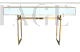 Consolle in vetro bianco e ottone con due cassetti                            