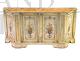 Credenza scantonata di stile Barocco Luigi XVI con decori floreali