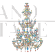 Lampadario in stile Rezzonico in vetro di Murano cristallo multicolore                            
