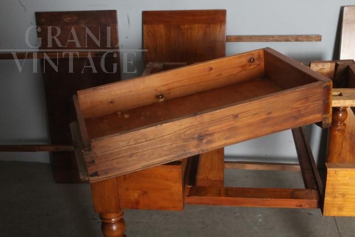 Tavolo Antico Arte Povera Italia '800 Legno Noce Abete Piano massello