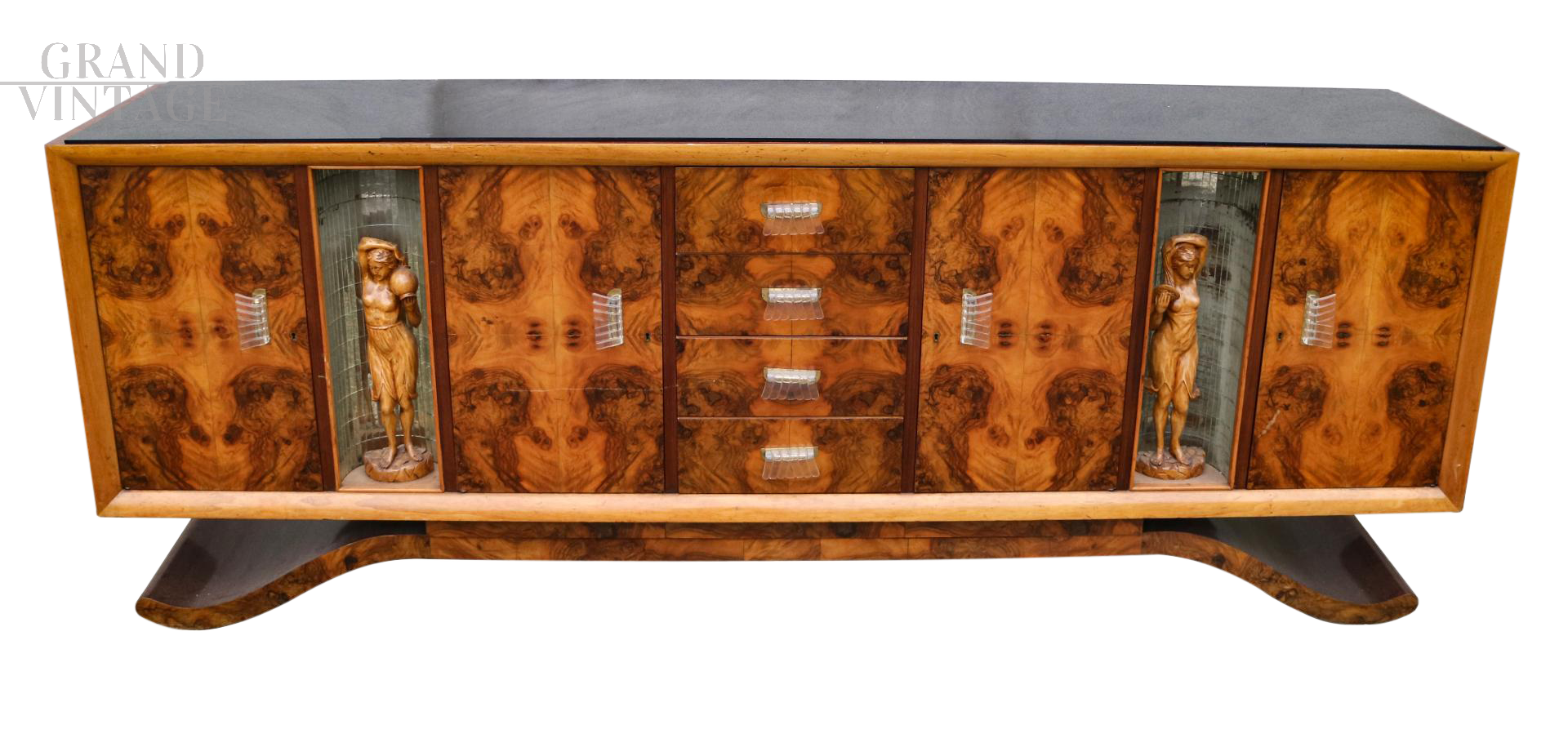 Grande credenza bassa Art Déco con nicchie