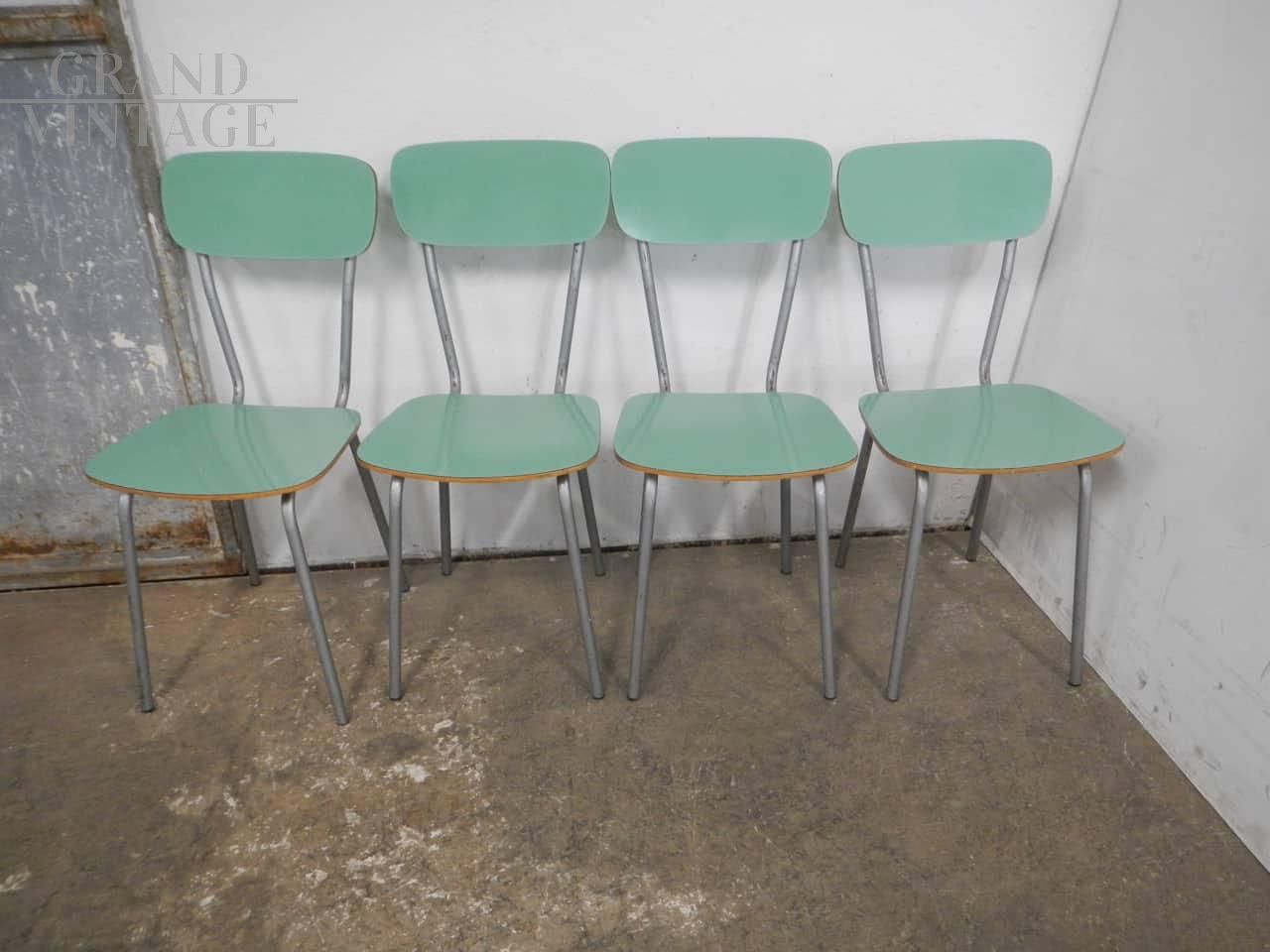 Set di 4 sedie vintage in formica verde, anni '60