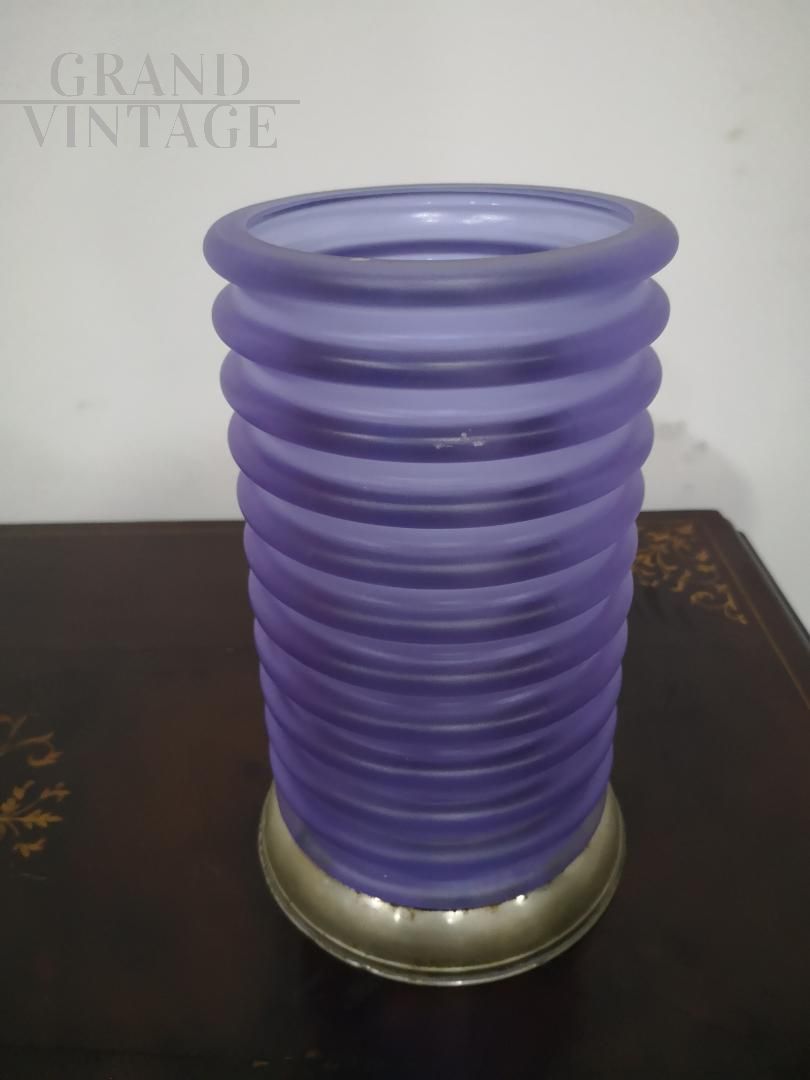 Vaso design Onda di Sergio Asti per Arnolfo di Cambio in vetro lilla, anni  '60