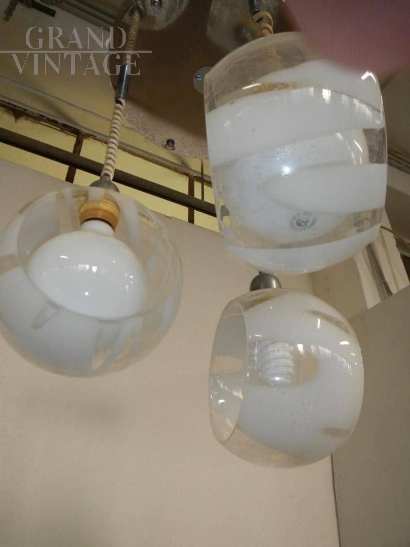 Set di 3 lampade a sospensione a lampadina in vetro di Murano multicolore