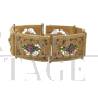 Bracciale vintage in oro giallo con fiori in pietre preziose                            