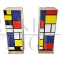 Coppia di colonne design in vetro stile Mondrian                            