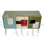 Credenza in vetro multicolore in stile vintage