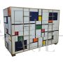 Comò a quattro cassetti in vetro di Murano stile Mondrian