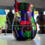 Vaso di Fulvio Bianconi per Venini in vetro di Murano pezzato multicolore, anni '50