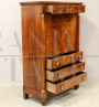 Antico secretaire Impero in noce '800 con piano in pelle