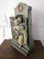 Scultura di fine '800 in terracotta con bambine e orologio