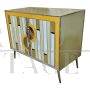 Credenza a due ante in vetro giallo e ottone dorato