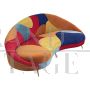 Divano glamour curvo multicolore color block a tre posti