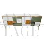 Credenza illuminata con 4 ante in vetro colorato con geometrie