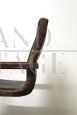 Coppia di sedie poltroncine cantilever stile vintage in pelle marrone