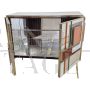 Credenza mobile bar design a due ante in vetro multicolore