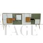 Credenza madia design con ante in vetro multicolore, anni '80