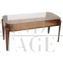 Tavolino da salotto vintage mid-century in legno e vetro, anni '50                            