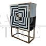 Credenza mobile bar design optical in vetro bianco e nero