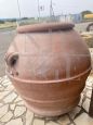 Enorme vaso orcio antico per olio in terracotta con marchio, Toscana XIX secolo