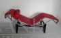 Chaise longue stile Bauhaus in vera pelle rossa, recente produzione