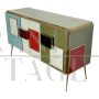 Credenza in vetro multicolore in stile vintage