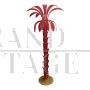 Piantana a forma di palma in vetro di Murano rosso                            