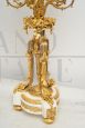 Coppia di candelabri antichi flambeaux Napoleone III in bronzo dorato