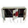 Credenza in vetro multicolore in stile vintage