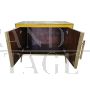 Credenza a due ante in vetro giallo e ottone dorato