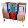 Credenza stile vintage in vetro di Murano multicolore                            