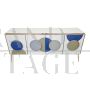 Credenza illuminata in vetro bianco con cerchi blu                            