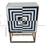 Credenza mobile bar design optical in vetro bianco e nero