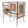 Credenza mobile bar design a due ante in vetro multicolore                            