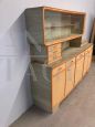 Grande credenza buffet anni '60 bicolore verde e stampato legno