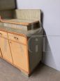 Grande credenza buffet anni '60 bicolore verde e stampato legno