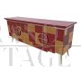 Credenza design a 4 ante in vetro rosso bordeaux e specchio