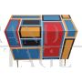 Credenza a due ante in stile vintage in vetro multicolor                            